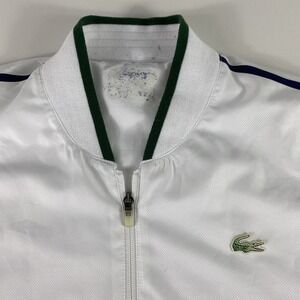 Lacoste Sport Jacket Mens XL White Full Zip Track Suit Athletic Green Trim Logo